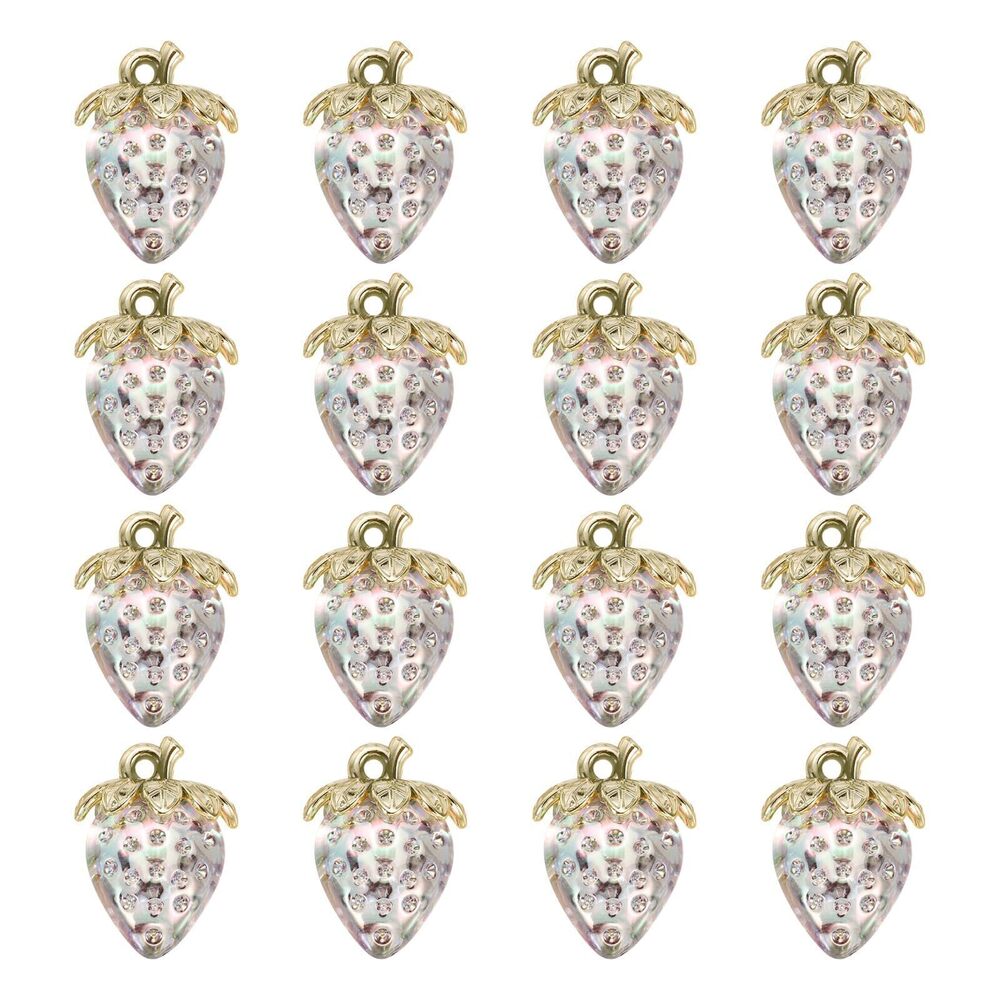 7400 16Pcs Strawberry Charm 31x23mm Acrylic Strawberry Pendants 3D Fruit